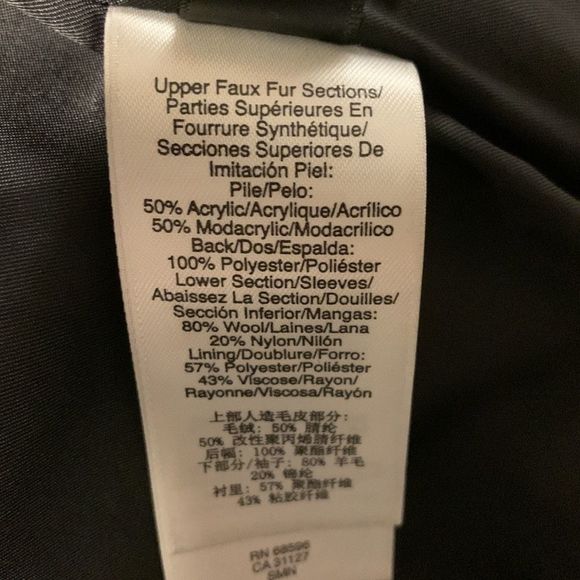 Donna Karan New York Black Wool Coat with Faux Fur size estimate 4-6- Like New - Picture 15 of 16